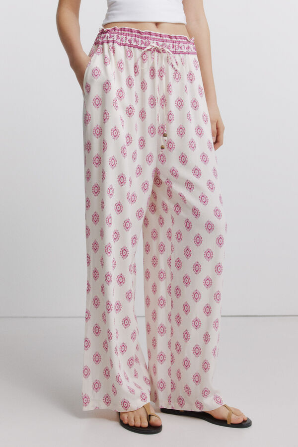 Springfield Pantal&oacute;n estampado r&uacute;stico con cord&oacute;n beige