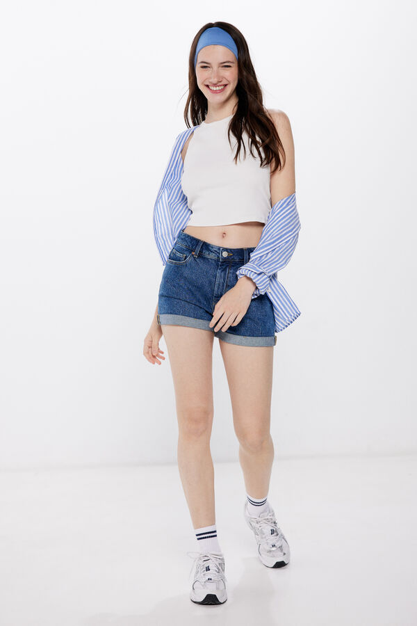 Springfield Short denim mom azul medio