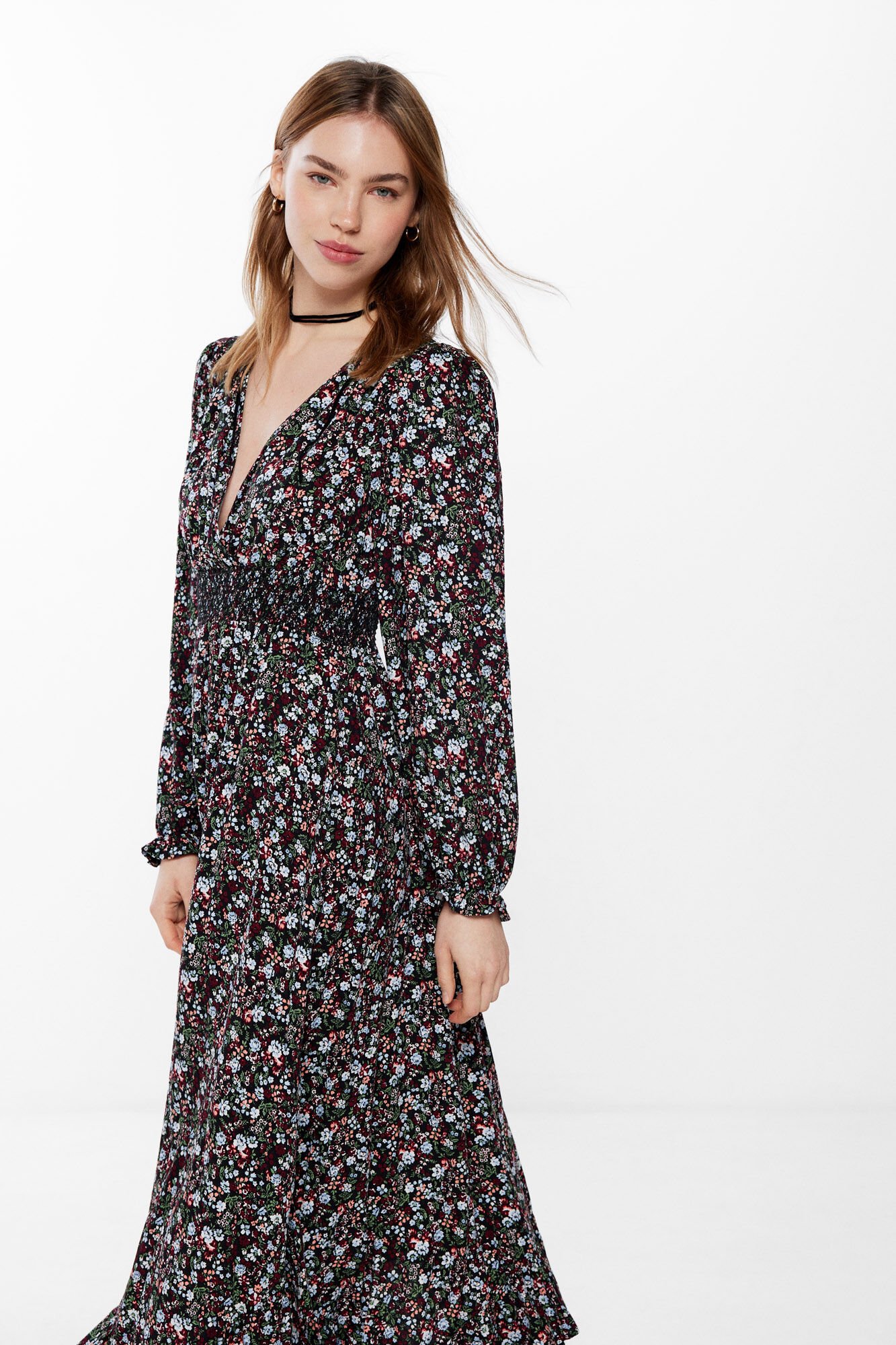 Vestido Midi Picos Volante Vestidos para mujer WomenSecret MX