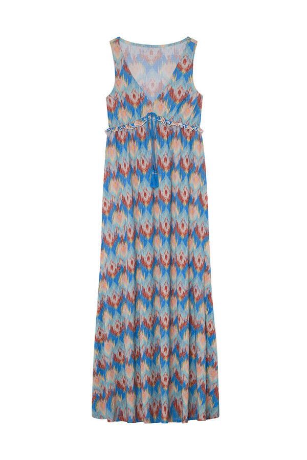 Springfield Vestido midi estampado lazo borlas azul