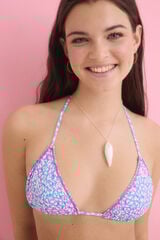 Womensecret Top de bikini triangular con cortina y estampado azul estampado