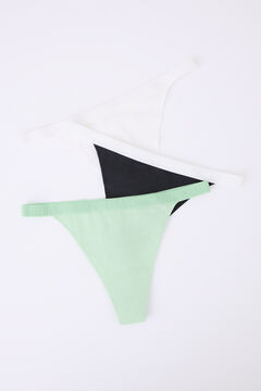 Womensecret Pack 3 tangas negro, blanco y verde blanco