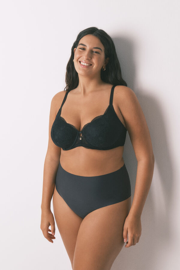Women'secret Panty alta clásica de microfibra gris gris