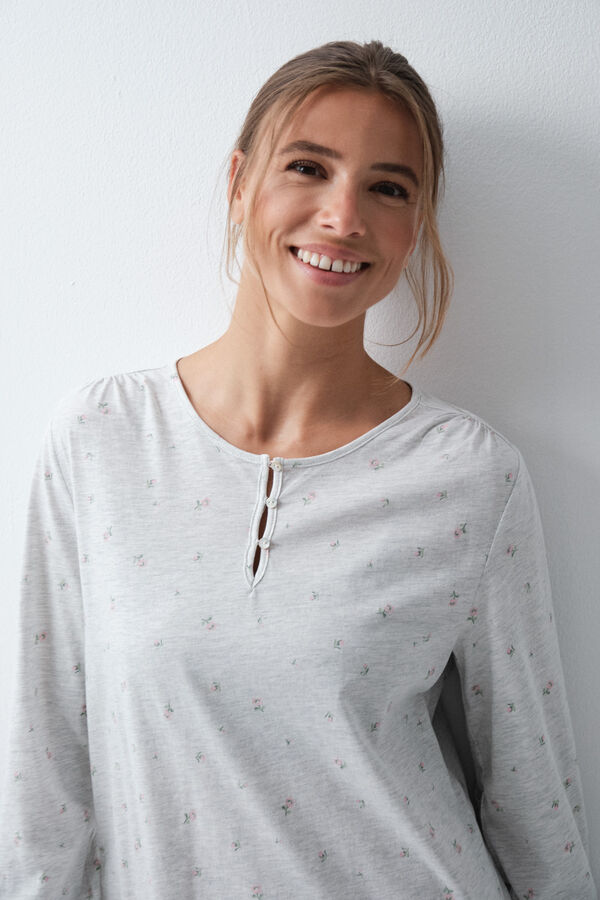 Women'secret Camis&oacute;n corto de algod&oacute;n con estampado de flores gris