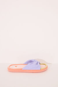 Womensecret Pantuflas para casa de punta abierta con lazo o lazo de velour blanco