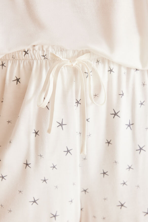 Womensecret Pijama corto soft touch estampado estrellas marfil