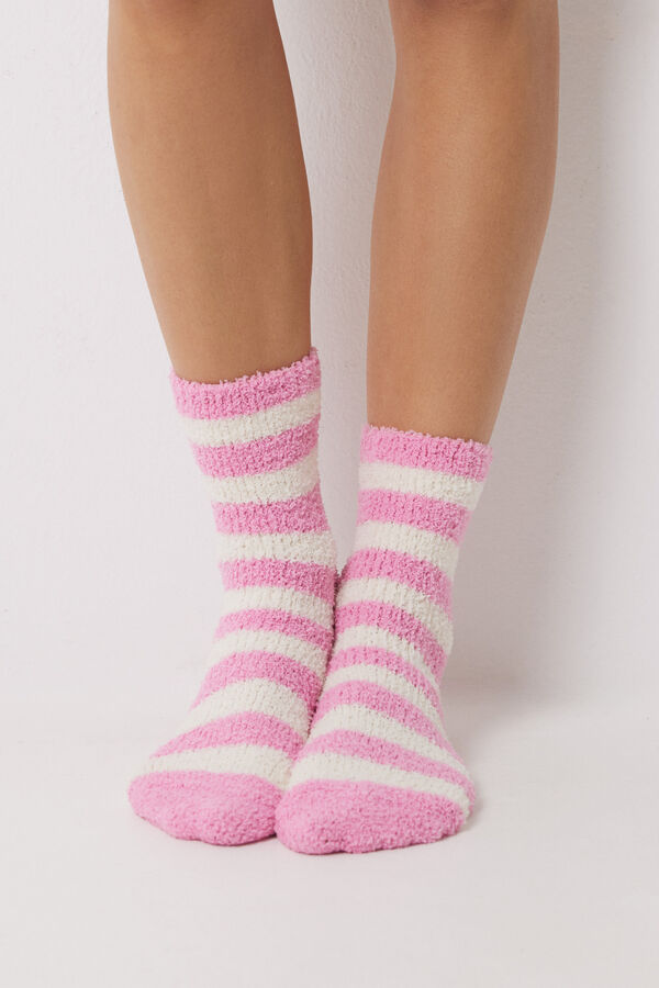 Womensecret Calcetines tricot borreguito rayas estampado