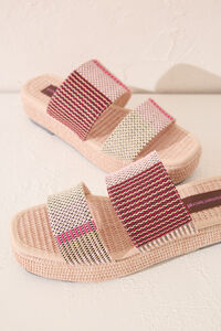 Womensecret Chanclas de plataforma de rafia multicolor blanco