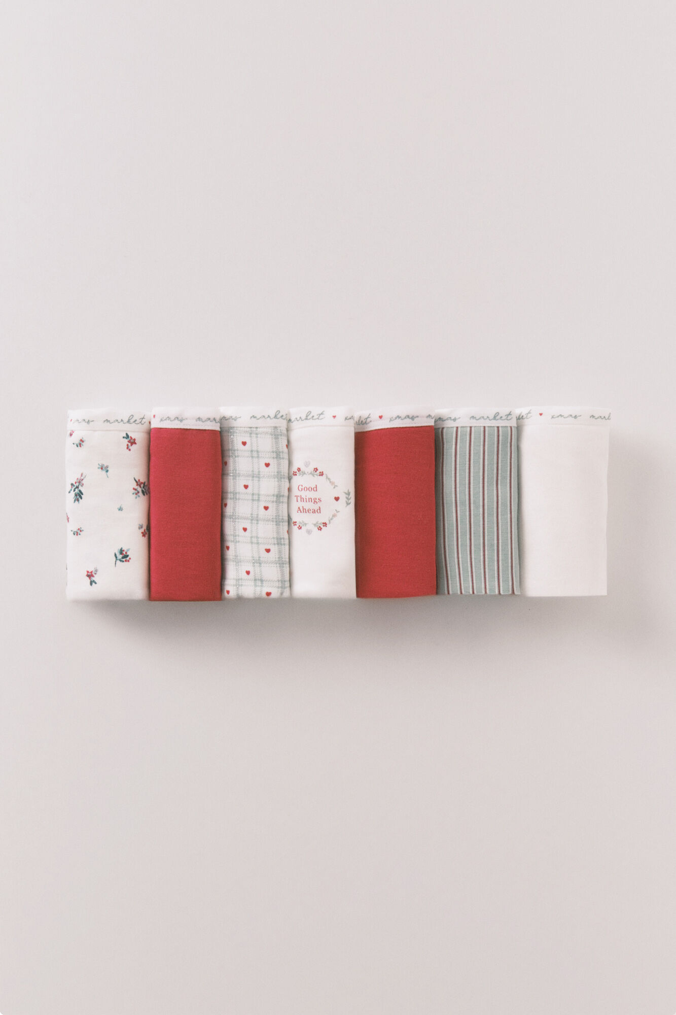 Women'secret Pack de 7 panties cl&aacute;sica de algod&oacute;n con estampado navidad