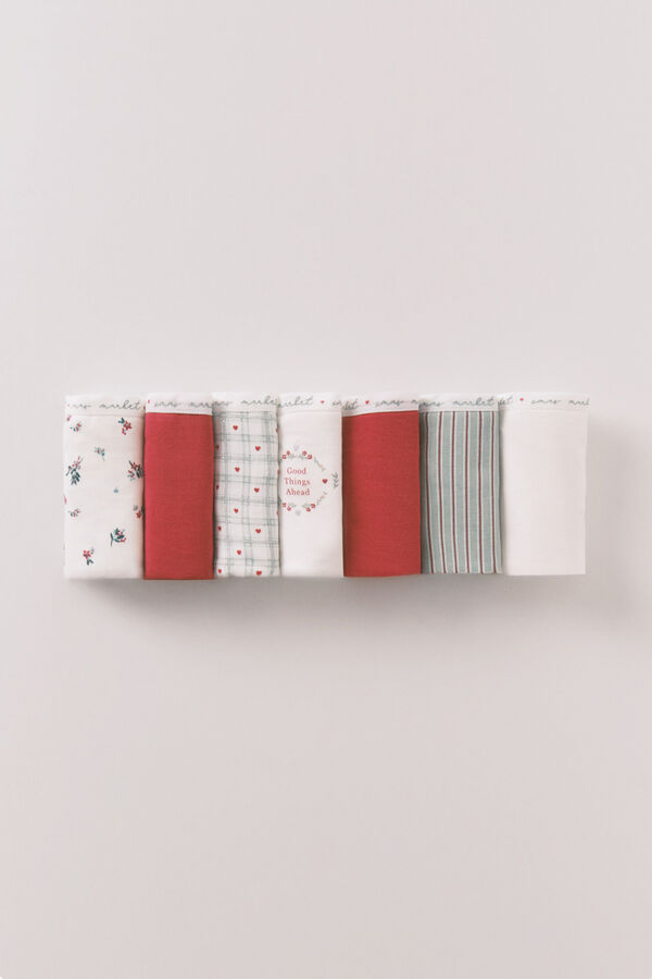 Women'secret Pack de 7 panties clásica de algodón con estampado navidad púrpura