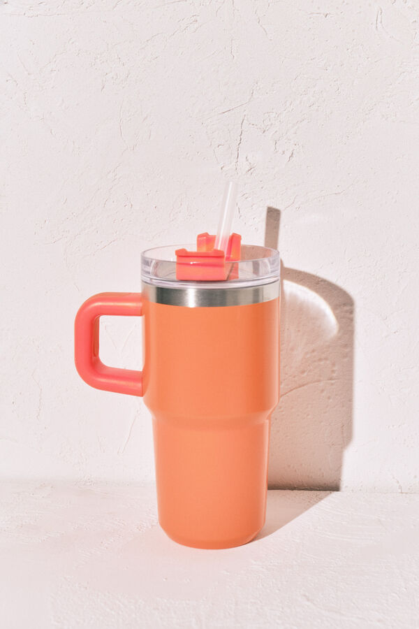 Women'secret Botella de acero inoxidable con asa naranja naranja