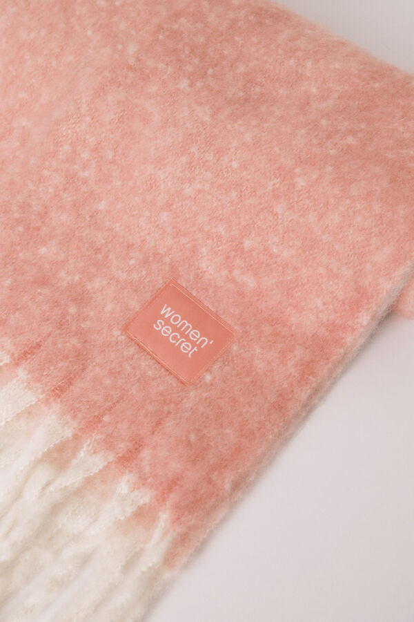 Women'secret Bufanda efecto mohair estampado bloques rosa