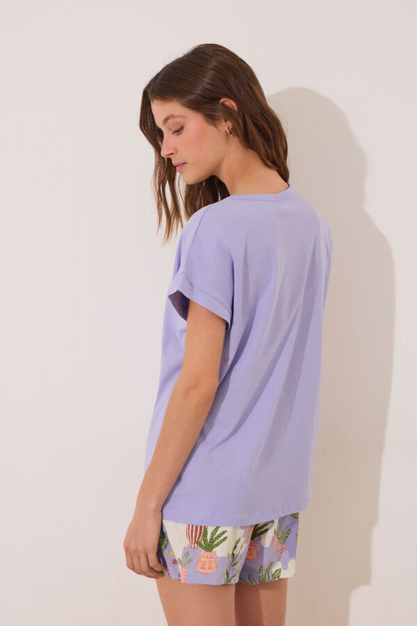 Womensecret Pijama corta 100% algodón, maceteros color lila morado/lila