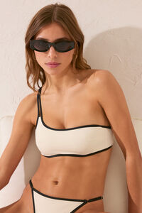 Womensecret Top bikini asimétrico varilla blanco marfil marfil