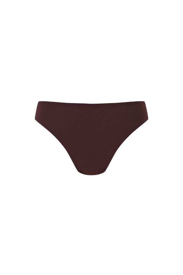 Women'secret Panty brasile&ntilde;o de microfibra y tul caf&eacute; caf&eacute;