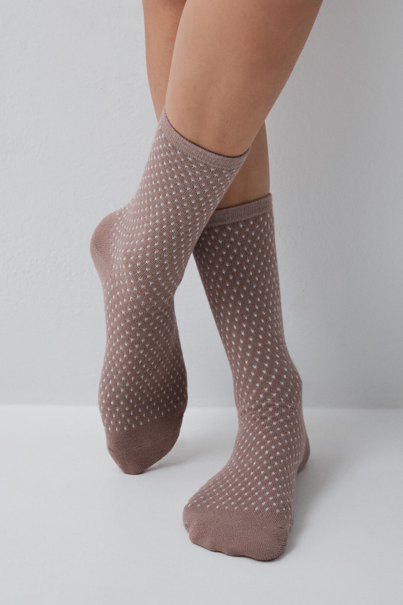 Women'secret Pack 3 calcetines largos textura rombos caf&eacute;