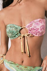 Women'secret Top bikini bandeau estampado multicolor estampado