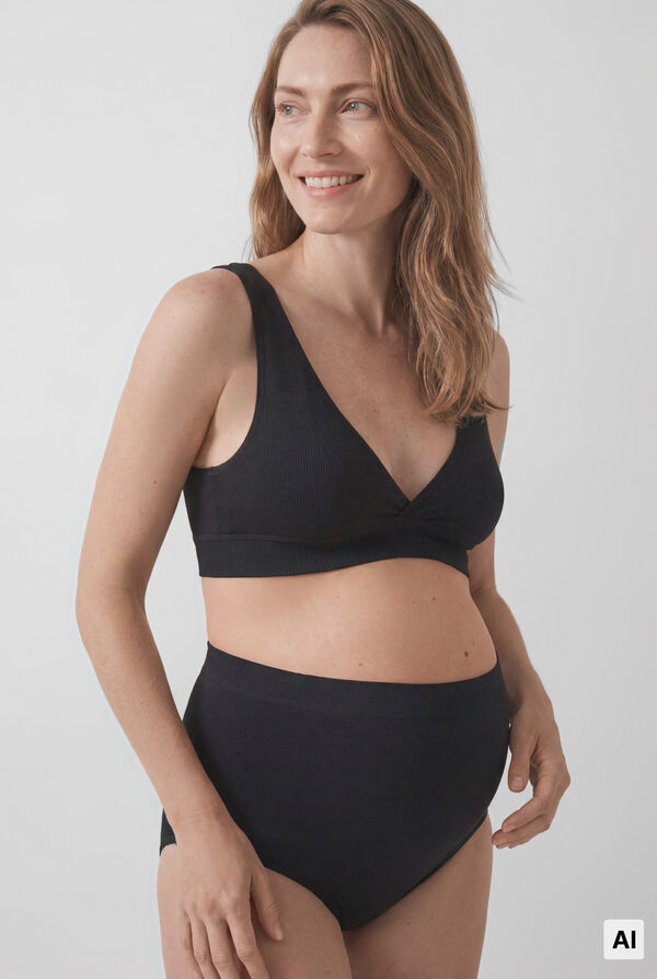 Women'secret Panty de tiro alto maternity negro negro
