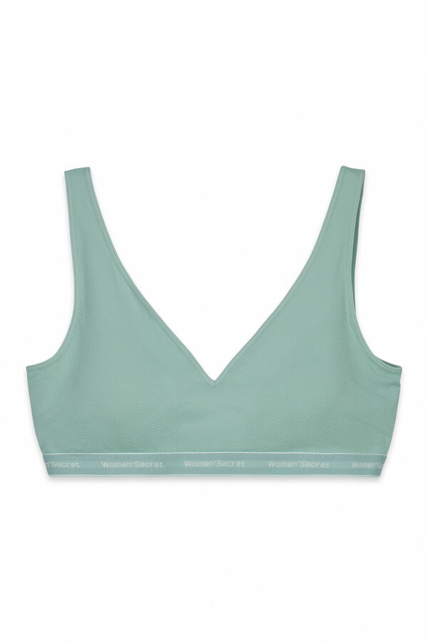 Women'secret Brasier halter de microfibra con logo verde FANTASTIC verde