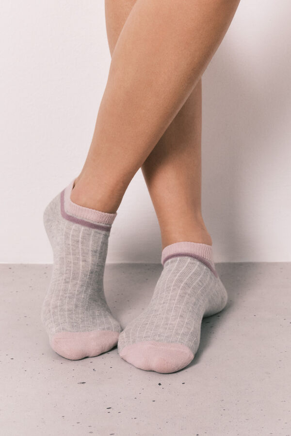 Women'secret Pack 3 calcetines cortos de bloques rosa rosa