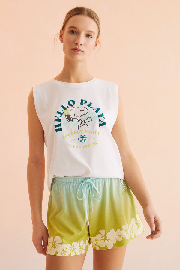 Womensecret Pantalón corto 100% algodón tie dye Snoopy estampado