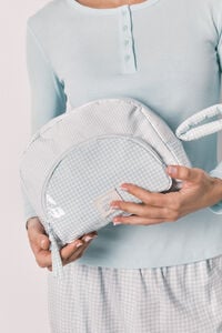 Women'secret Neceser acolchado de cuadros y rayas verde