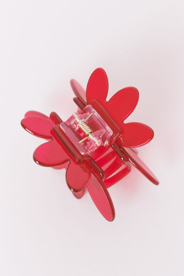 Womensecret Clip de flor roja transparente rojo