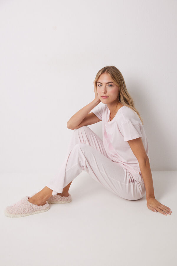 Womensecret Pantufla borreguito Smiley rosa