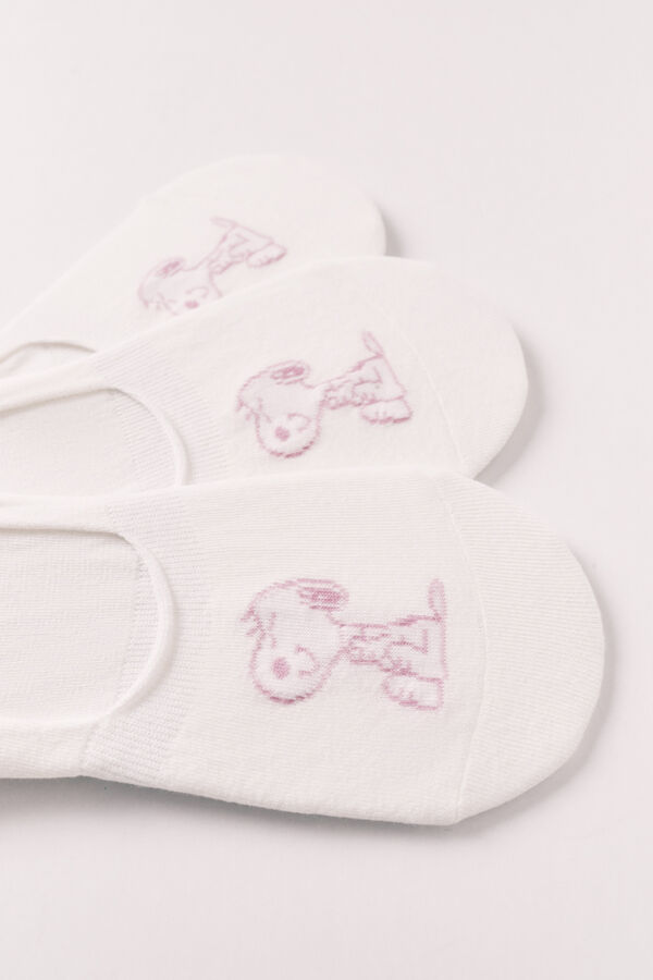 Women'secret Pack 3 calcetines invisibles estampado Snoopy gris