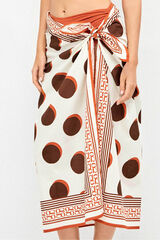 Gisela Pareo falda estampado de 100% algod&oacute;n blanco