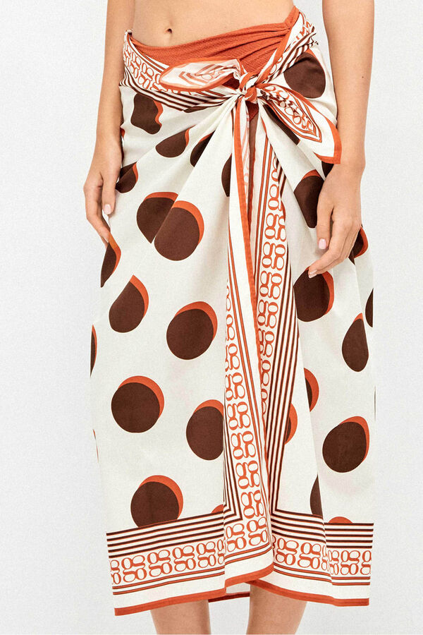 Gisela Pareo falda estampado de 100% algod&oacute;n blanco
