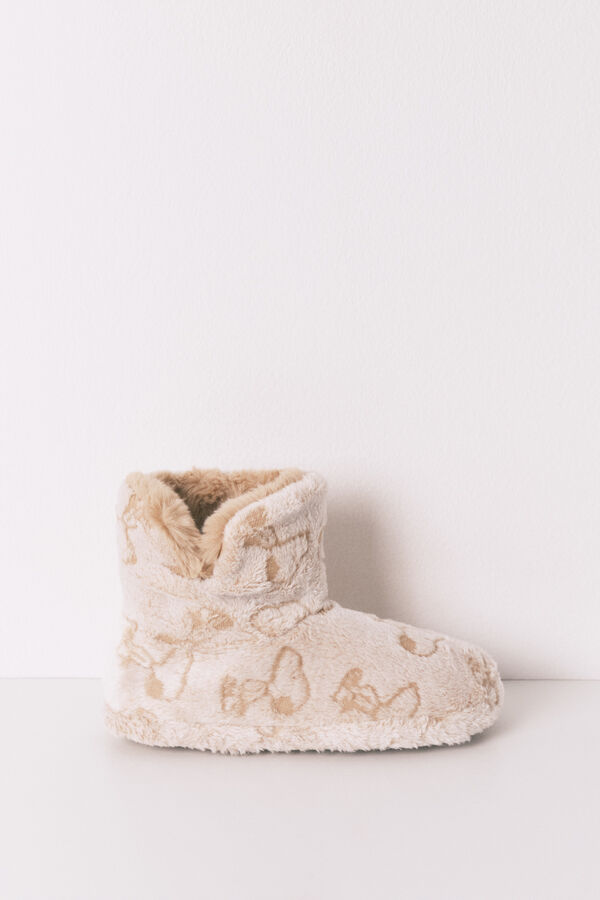 Women'secret Pantuflas para casa de bota alta de Snoopy beige