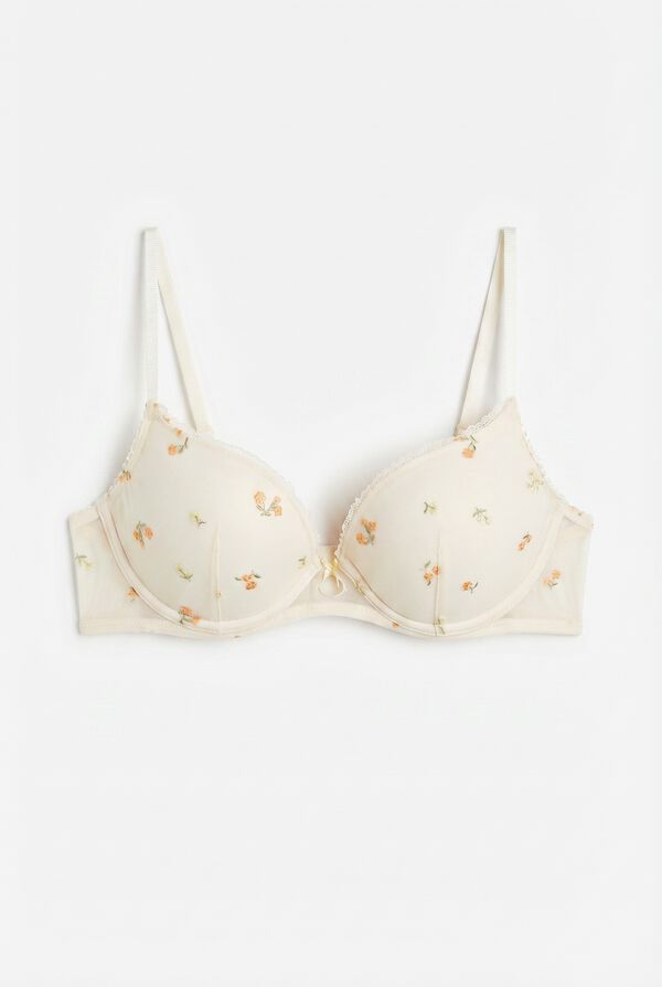 Women'secret Brasier push up blanco bordado flores GORGEOUS marfil