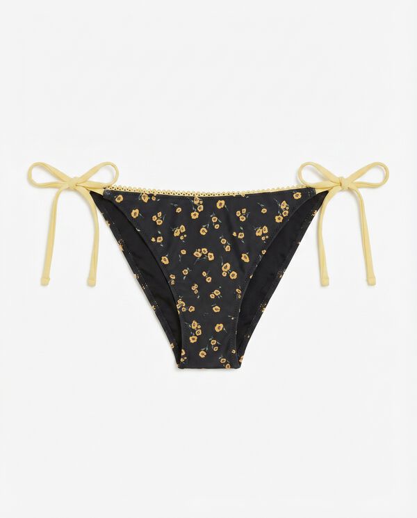 Women'secret Panty de bikini brasile&ntilde;o efecto U mini flores negro