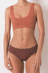 Women'secret Panty brasile&ntilde;o de microfibra color granate brillante p&uacute;rpura