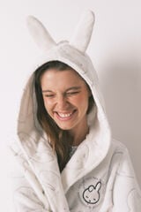 Women'secret Bata midi de forro polar estampada de Miffy blanco