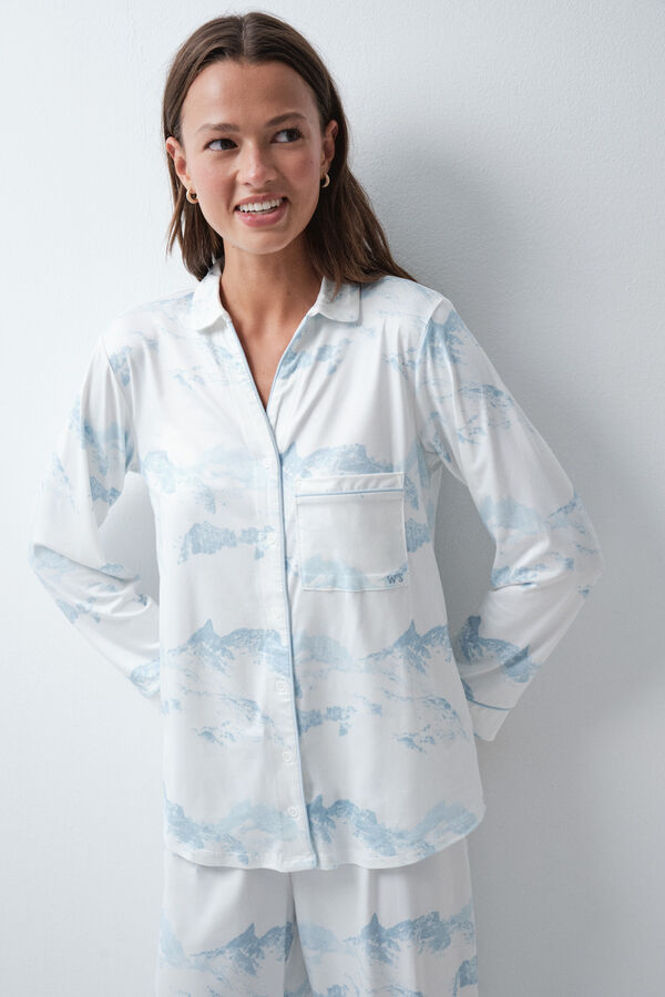 Women'secret Pijama camisera estampado monta&ntilde;as blanco