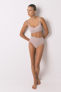 Women'secret Panty de algodón beige de cintura alta