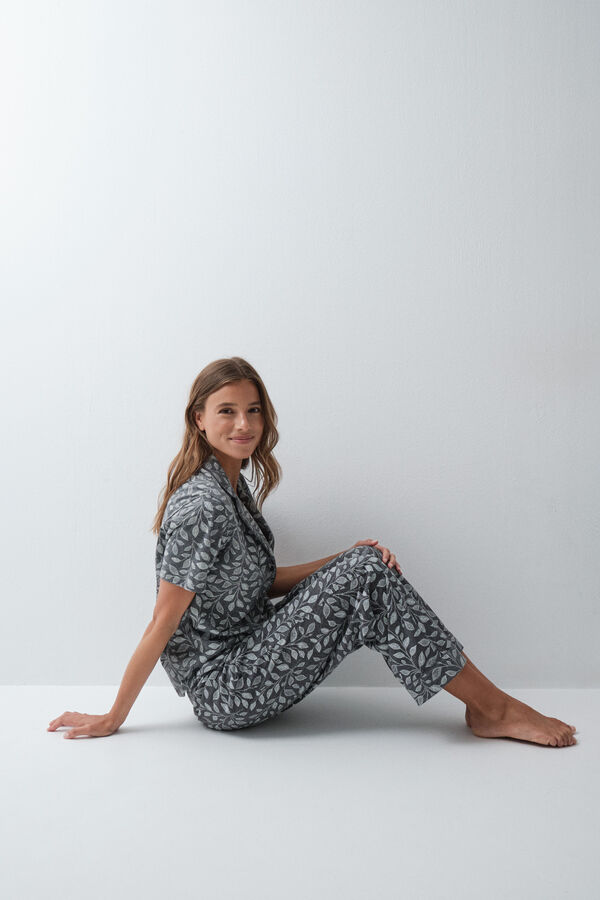 Women'secret Pijama larga camisera de hojas estampado