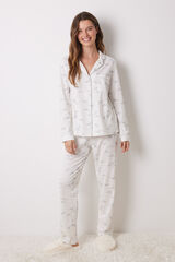 Womensecret Pijama camisera 100% algodón pájaros blanco