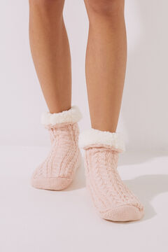 Womensecret Calcetines bota punto pelo rosa rosa