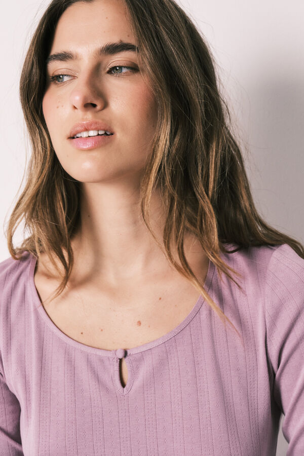 Women'secret Pijama larga estampado de flores rosa rosa