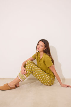 Womensecret Pantalón largo zanahoria 100% algodón estampado estampado