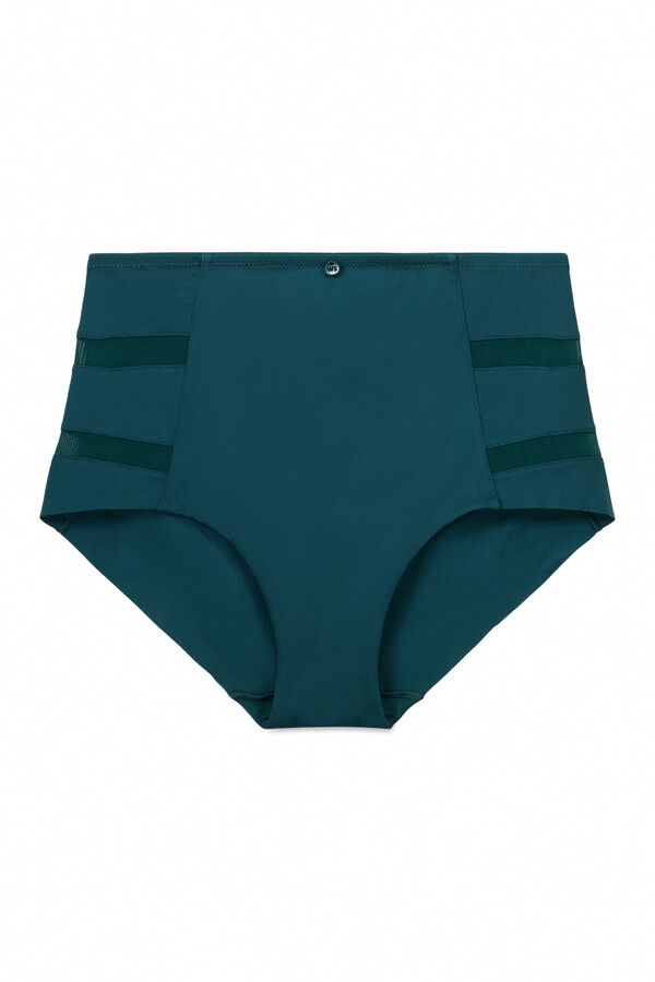 Womensecret Panty alta clásica en microfibra y tul verde verde