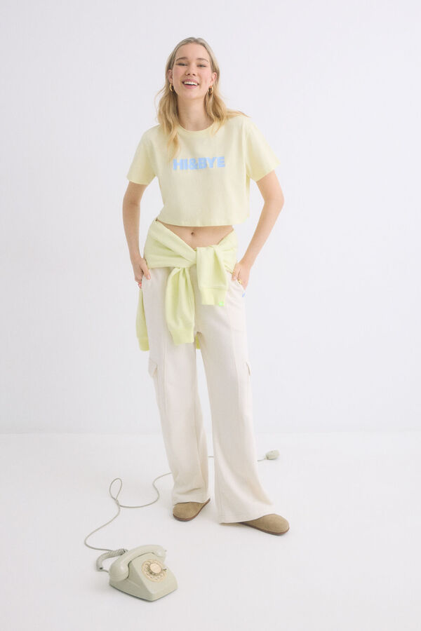 Womensecret Playera 100% algodón amarillo amarillo