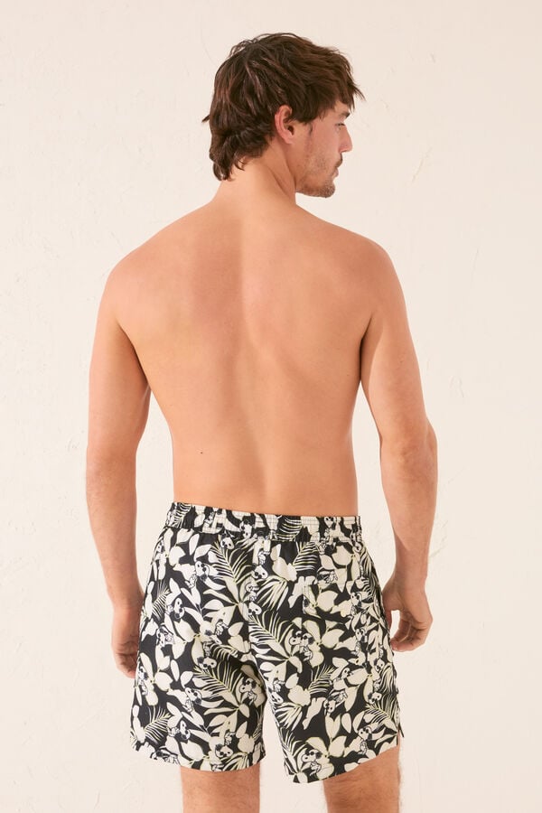 Womensecret Traje de baño de hombre con estampado tropical Snoopy negro