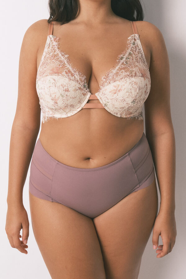Women'secret Panty alta clásica de microfibra rosa rosa