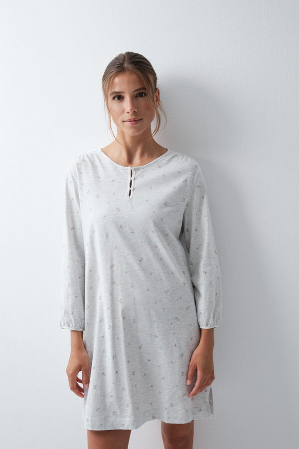 Women'secret Camis&oacute;n corto de algod&oacute;n con estampado de flores gris