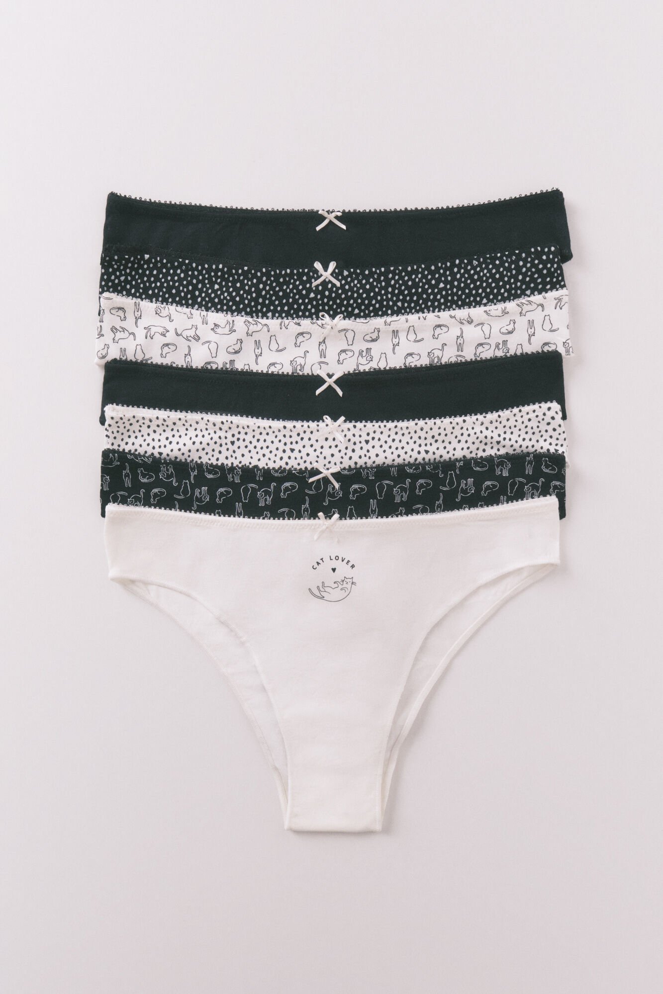 Women'secret Pack de 7 panties brasile&ntilde;as con gatitos multicolor