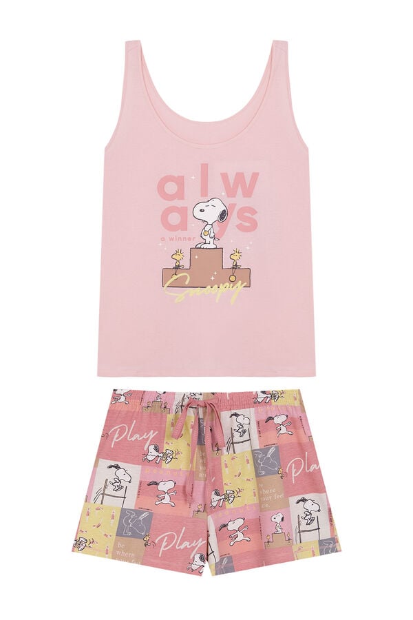 Womensecret Pijama corta 100% algodón Snoopy "Always" rosa